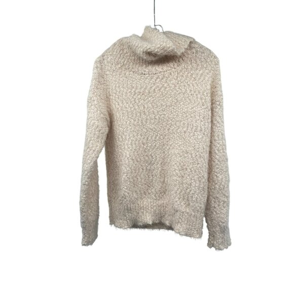 Love Tree Womens Fuzzy Knit Sweater Cowl Neck Long Sleeve Cream Size Medium - Picture 1 of 9